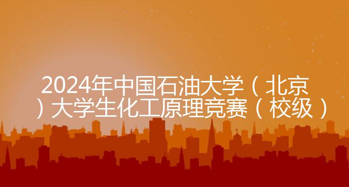 2024年中国石油大学（北京）大学生化工原理竞赛（校级）