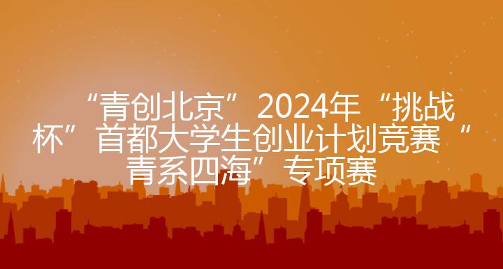 “青创北京”2024年“挑战杯”首都大学生创业计划竞赛“青系四海”专项赛